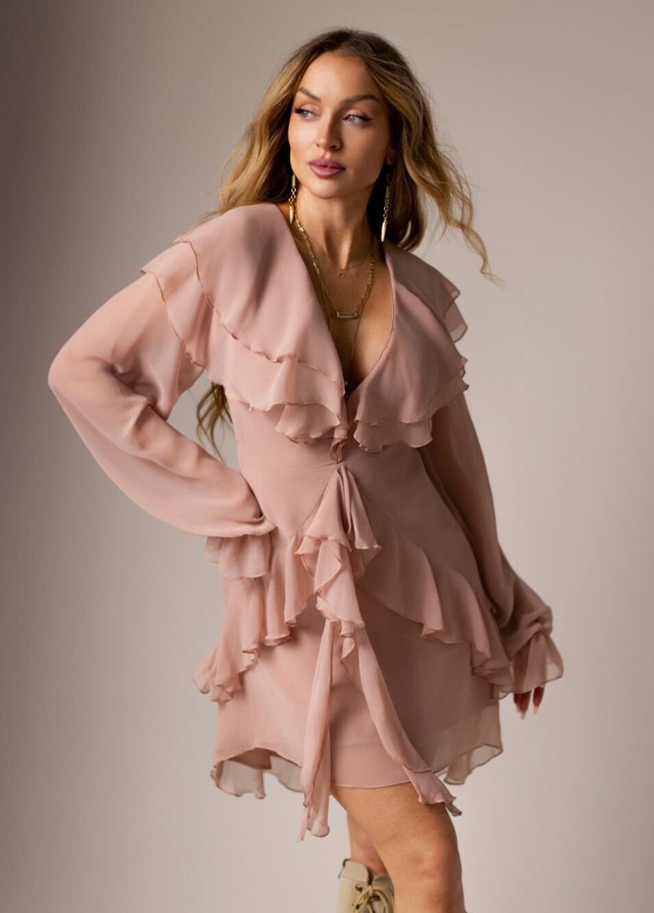 Joyfolie Elide Dress in Dessert Shell Women's Size XL